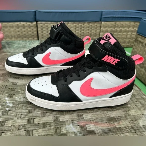 Nike Court Borough Mid 2 Black Pink Youth 7Y - Picture 1 of 7